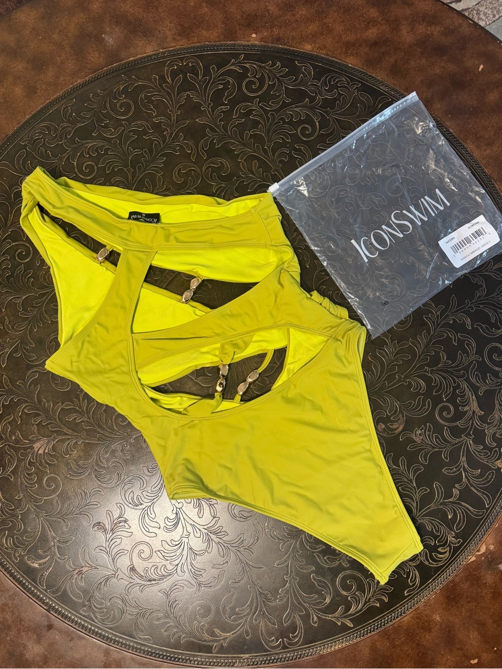 Asymmetrical Cutout One-Piece Swimsuit in Chartreuse - NEVER WORN - Picture 3 of 3